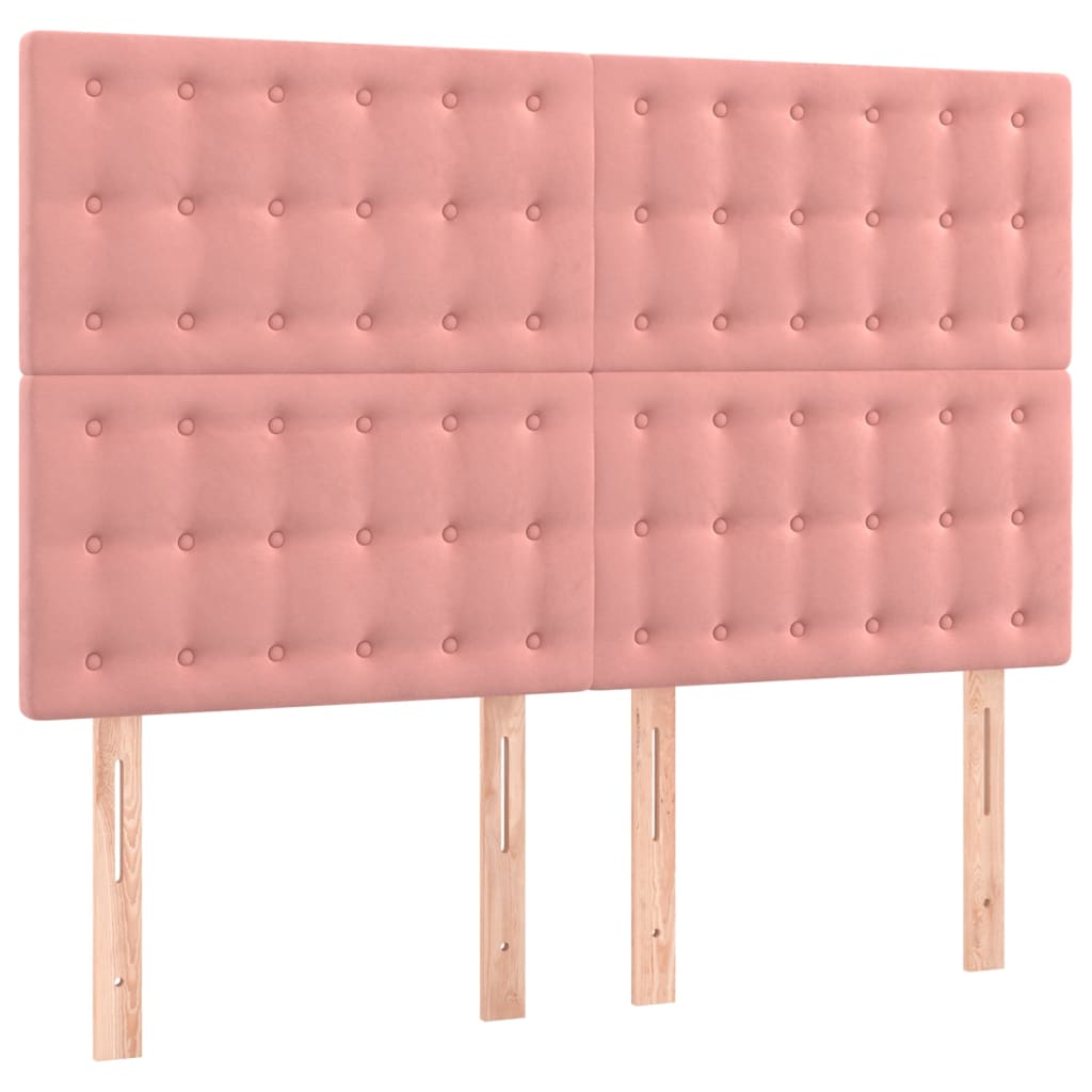 Rózsaszín bársony rugós és LED-es ágy matraccal 140x190 cm 7