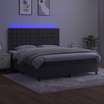 Sötétszürke bársony rugós és LED-es ágy matraccal 160x200 cm 4