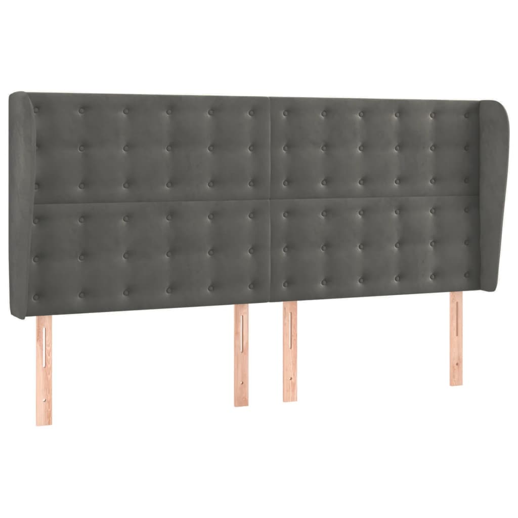 Sötétszürke bársony rugós és LED-es ágy matraccal 160x200 cm 7