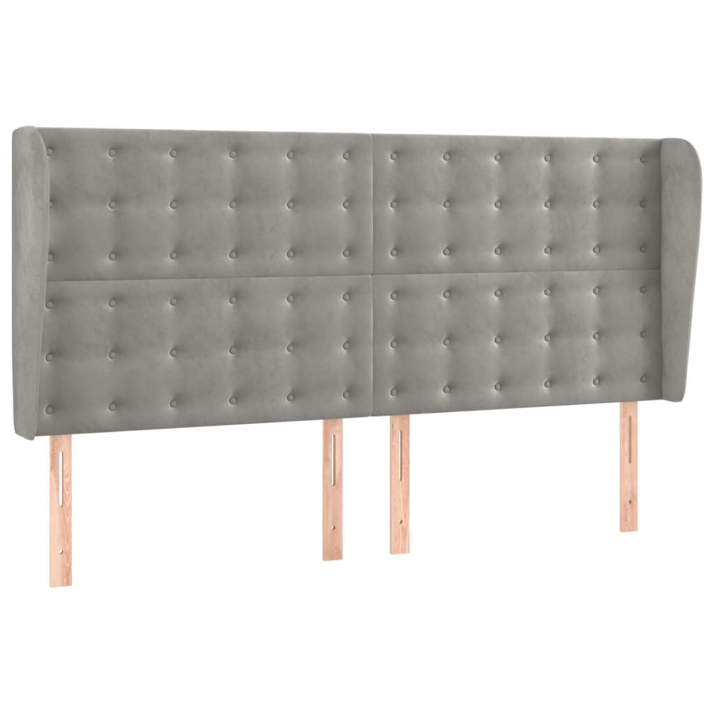 Világosszürke bársony rugós és LED-es ágy matraccal 200x200 cm 7