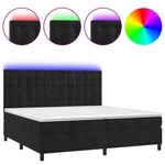 Fekete bársony rugós és LED-es ágy matraccal 200x200 cm 2