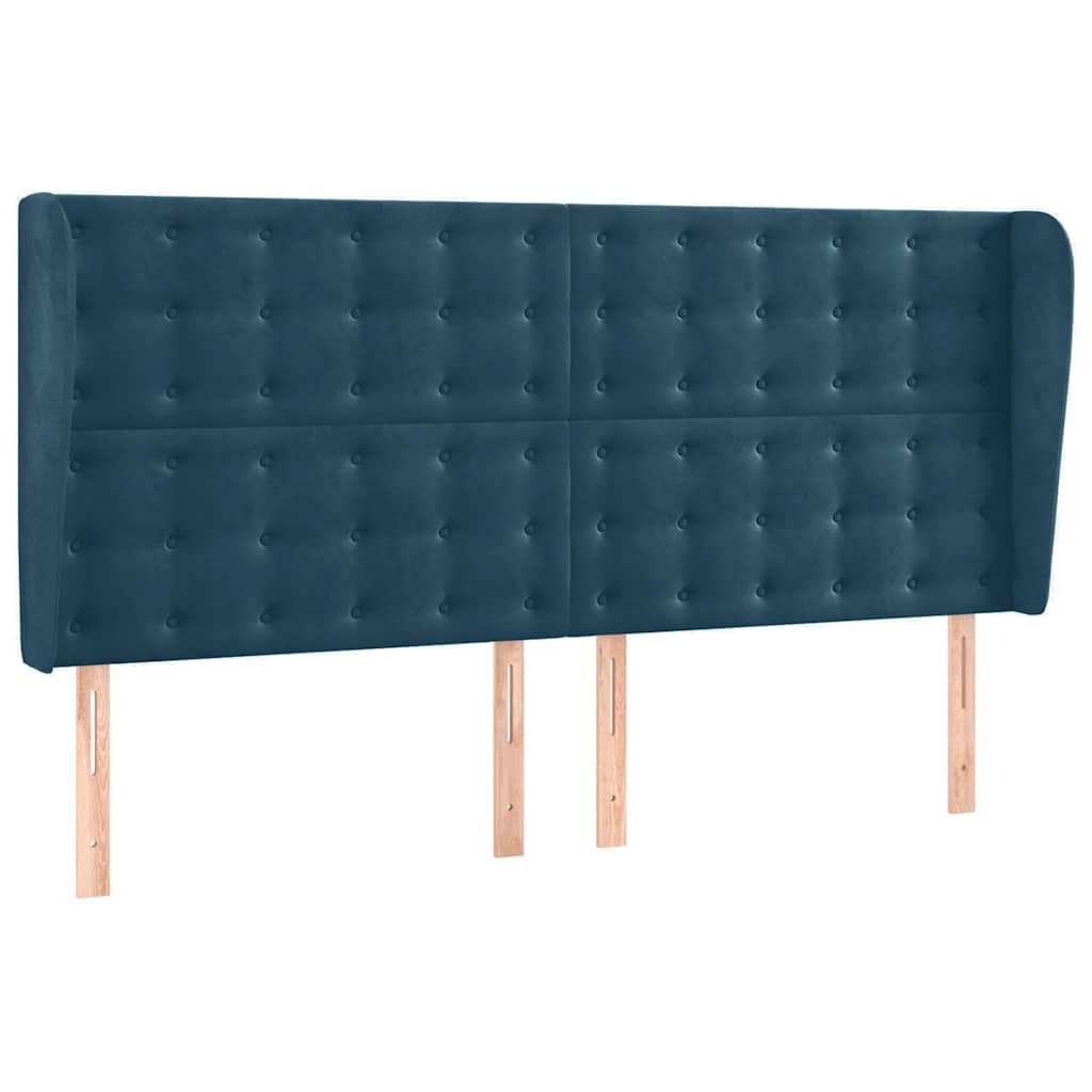 Sötétkék bársony rugós és LED-es ágy matraccal 200x200 cm 7
