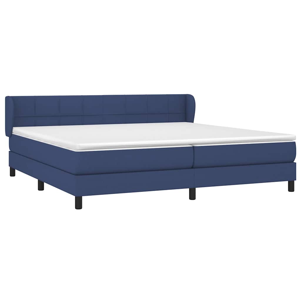 Kék szövet rugós ágy matraccal 200 x 200 cm 3