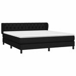 Fekete szövet rugós ágy matraccal 160x200 cm 3