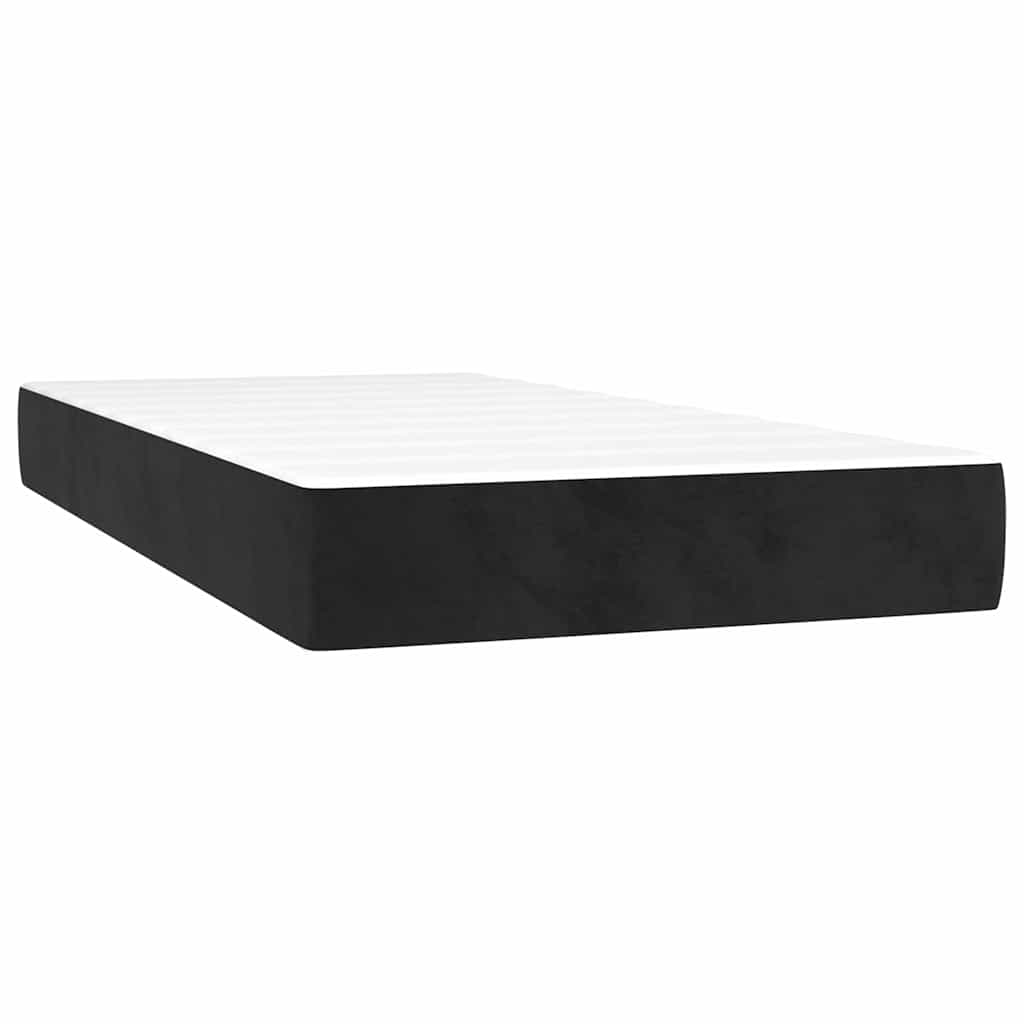 Fekete bársony rugós ágy matraccal 90x190 cm 5