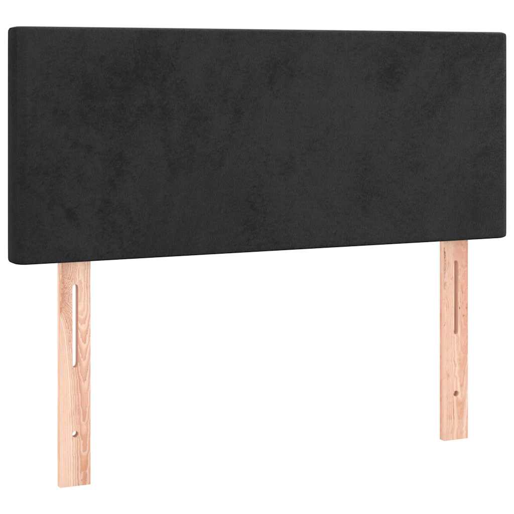 Fekete bársony rugós ágy matraccal 100 x 200 cm 6