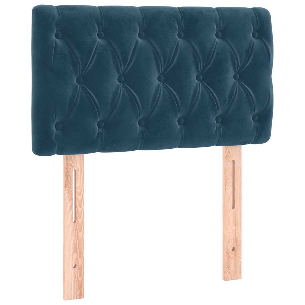 Sötétkék bársony rugós ágy matraccal 200x200 cm 6