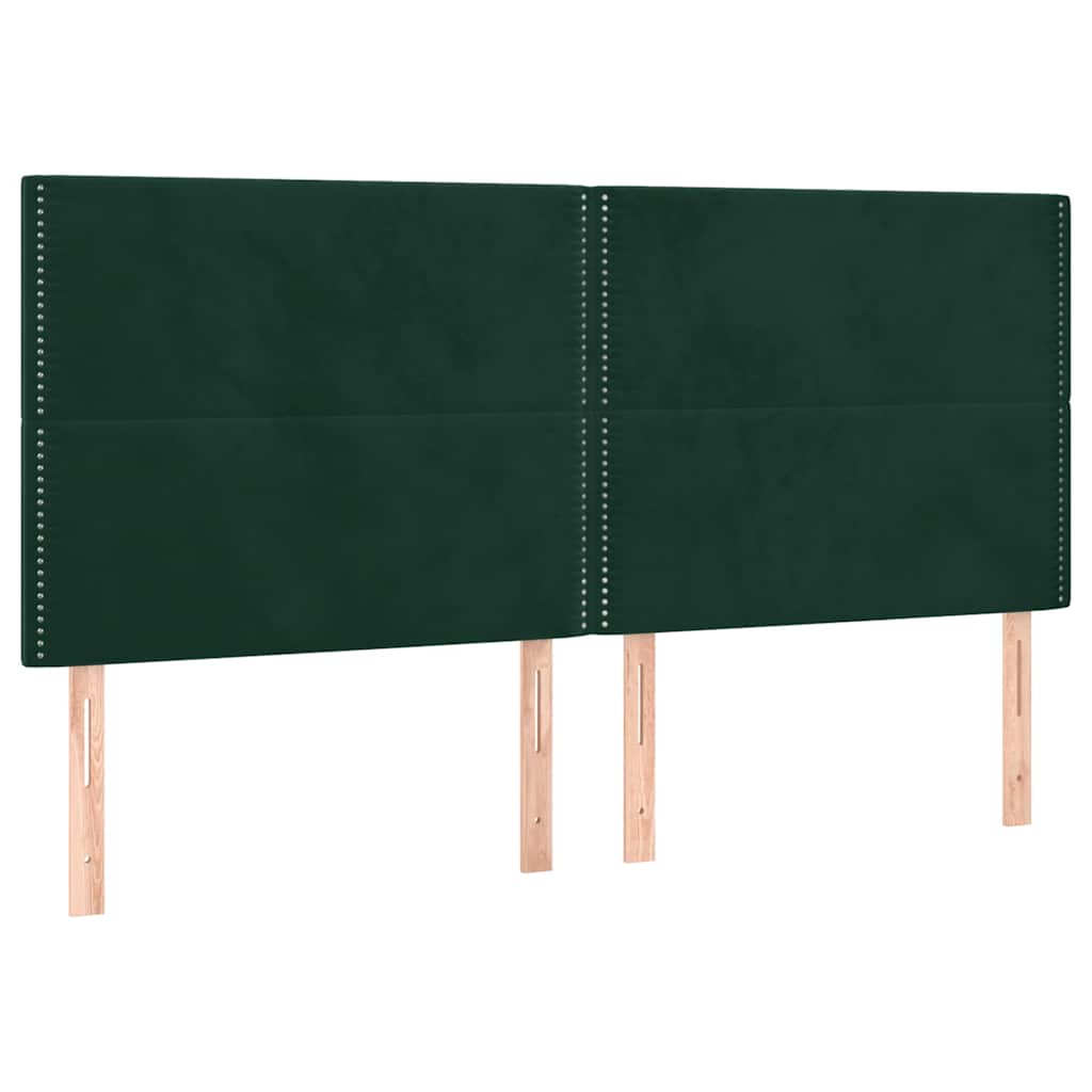 Sötétzöld bársony rugós ágy matraccal 200x200 cm 6