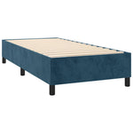 Sötétkék bársony rugós ágy matraccal 90 x 200 cm 4