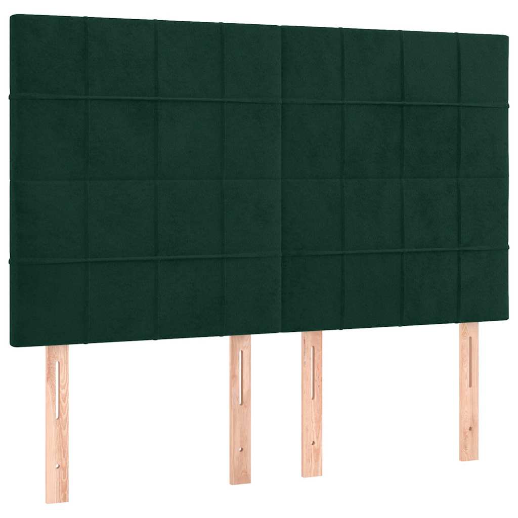 Sötétzöld bársony rugós ágy matraccal 140x190 cm 6