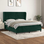 Sötétzöld bársony rugós ágy matraccal 160x200 cm