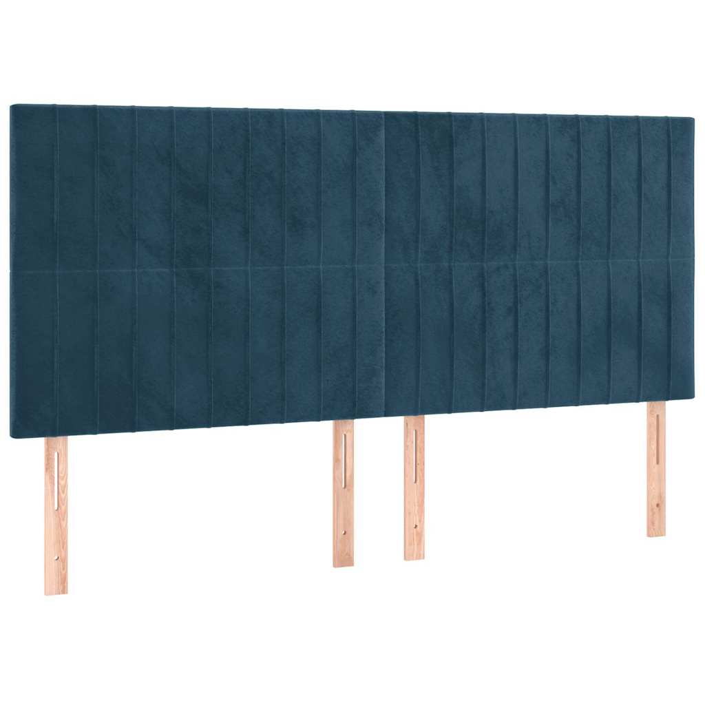 Sötétkék bársony rugós ágy matraccal 180x200 cm 6