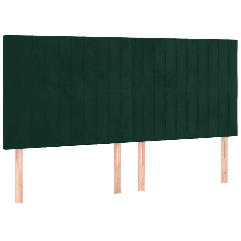 Sötétzöld bársony rugós ágy matraccal 200x200 cm 6
