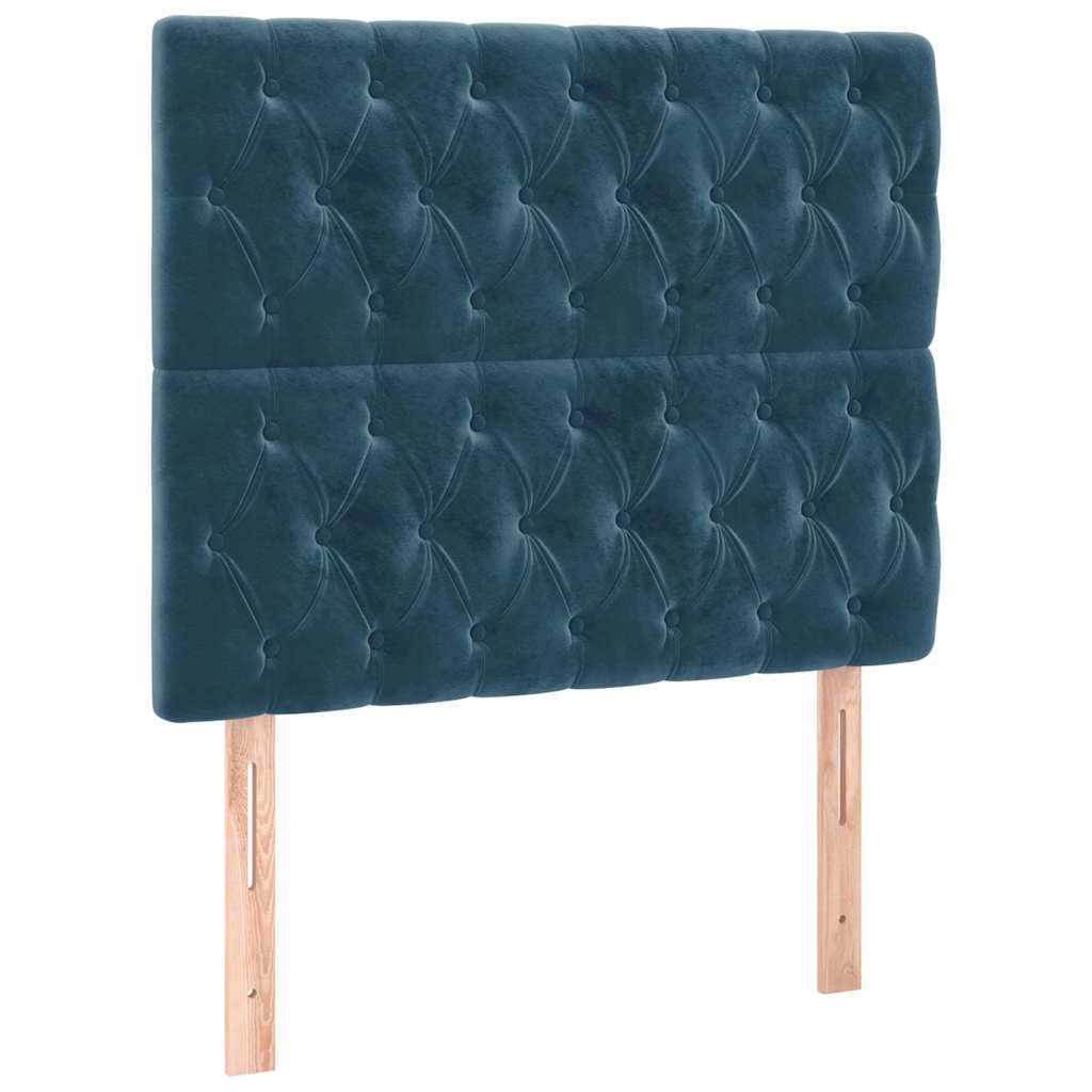 Sötétkék bársony rugós ágy matraccal 90 x 200 cm 6