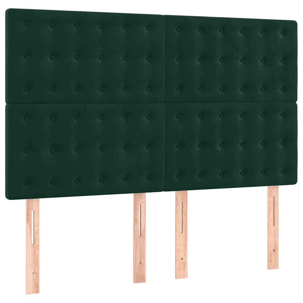 Sötétzöld bársony rugós ágy matraccal 140x190 cm 6
