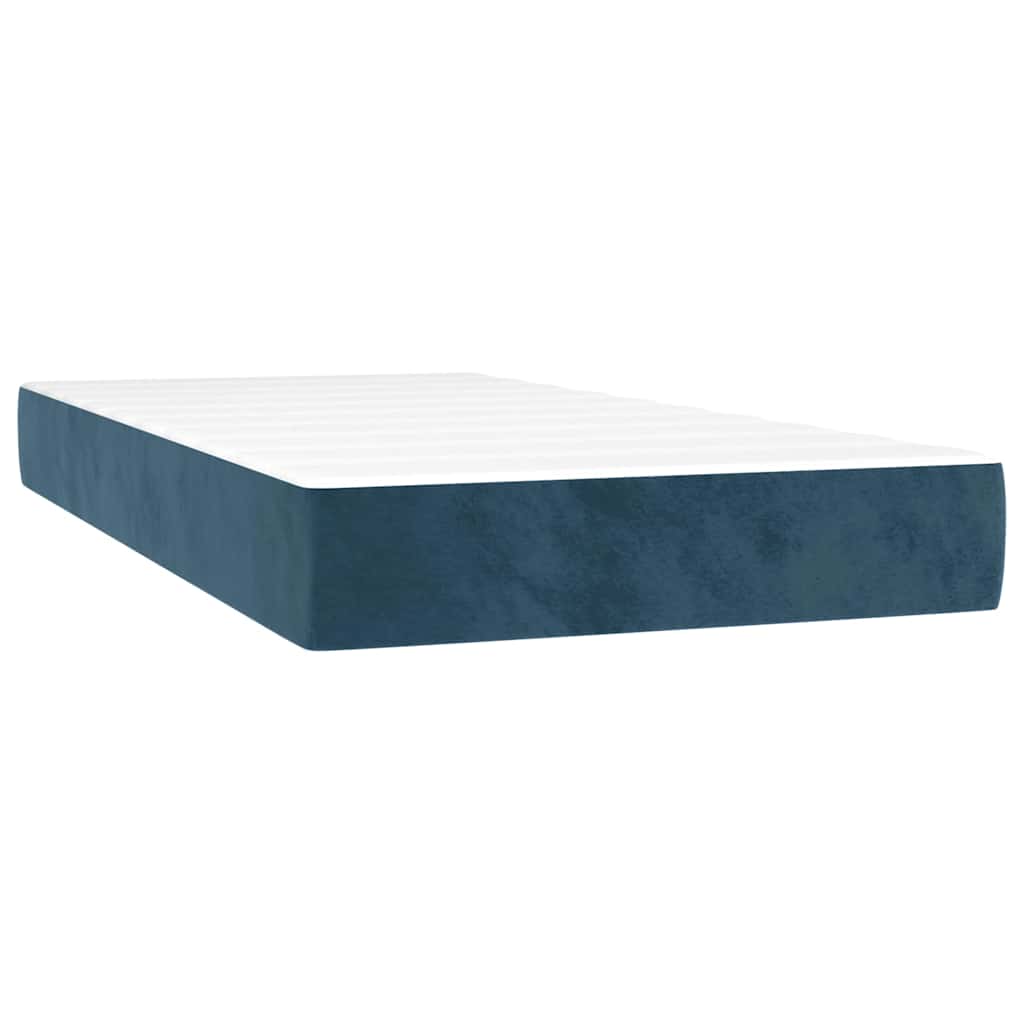 Sötétkék bársony rugós ágy matraccal 200x200 cm 5