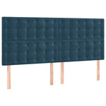 Sötétkék bársony rugós ágy matraccal 200x200 cm 6