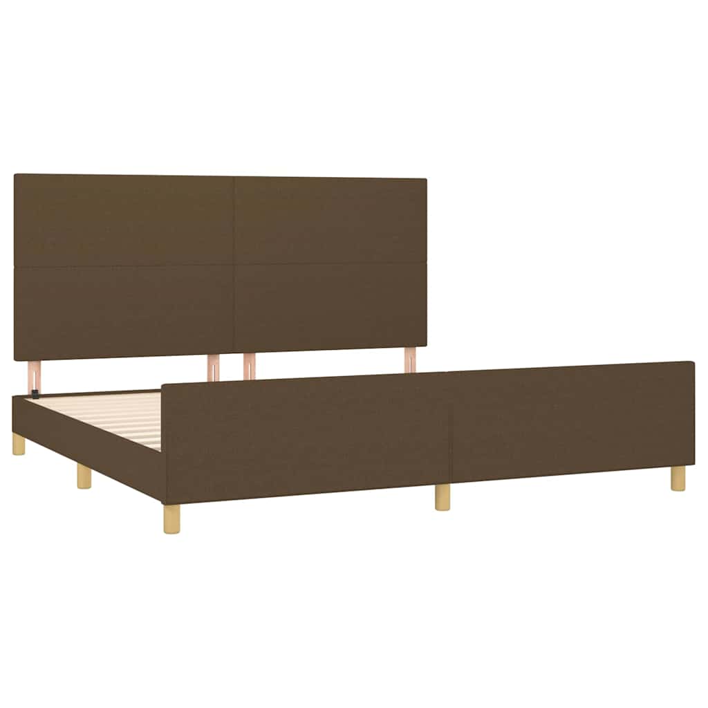 Sötétbarna szövet ágykeret matrac nélkül 200 x 200 cm 4