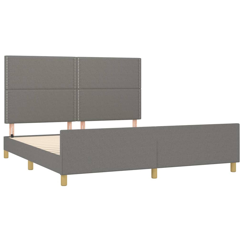 Sötétszürke szövet ágykeret matrac nélkül 180 x 200 cm 4