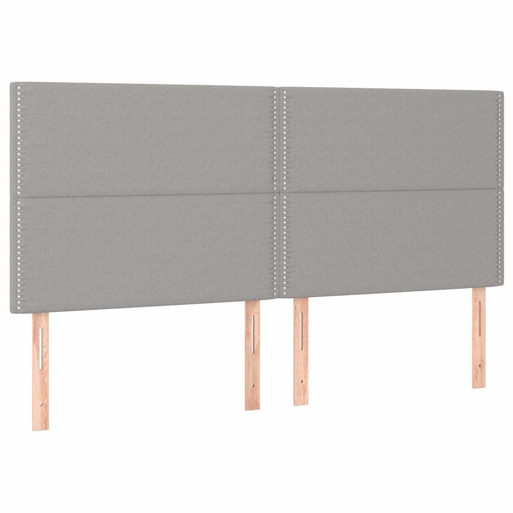 Világosszürke szövet ágykeret matrac nélkül 200 x 200 cm 9