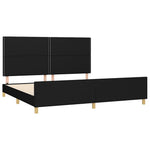 Fekete szövet ágykeret matrac nélkül 200 x 200 cm 4