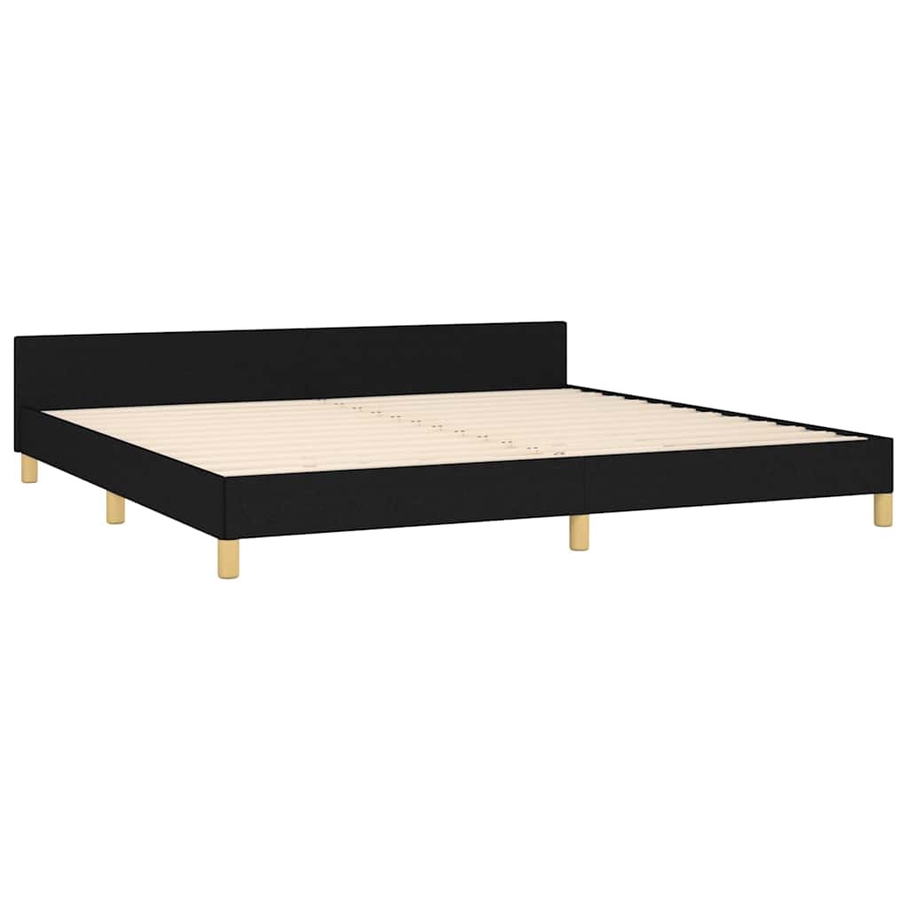 Fekete szövet ágykeret matrac nélkül 200 x 200 cm 5