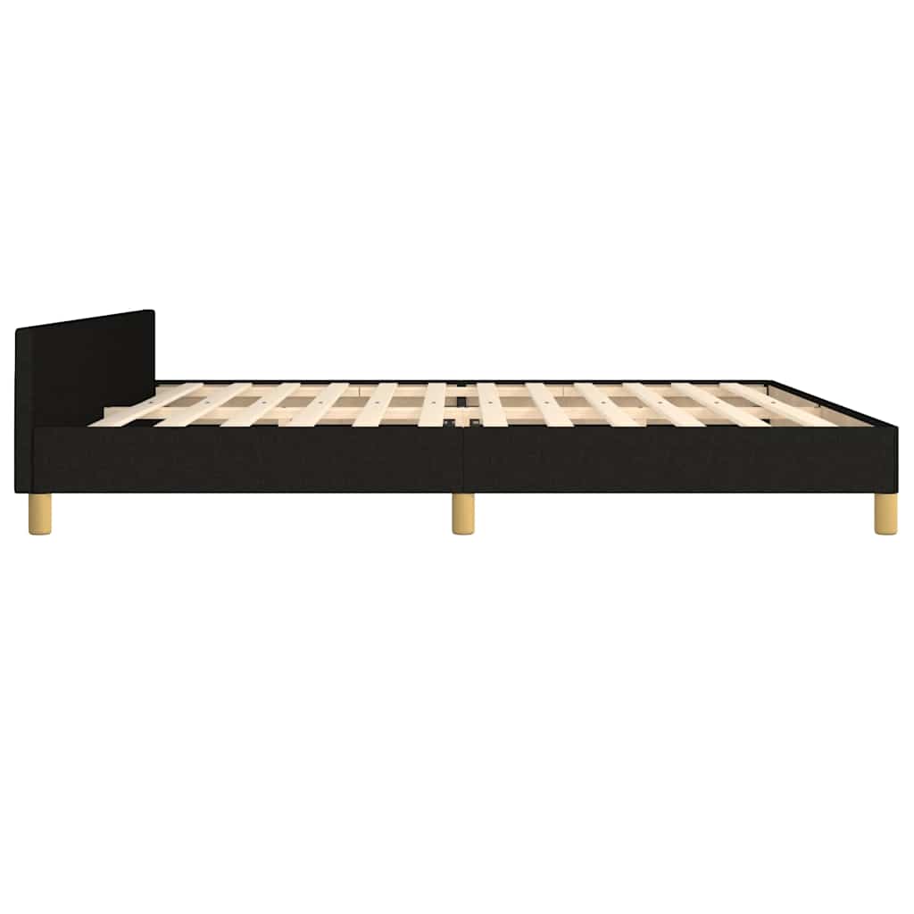 Fekete szövet ágykeret matrac nélkül 200 x 200 cm 7