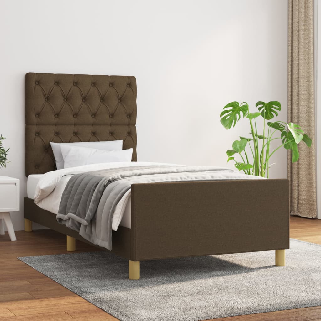 Sötétbarna szövet ágykeret matrac nélkül 80x200 cm