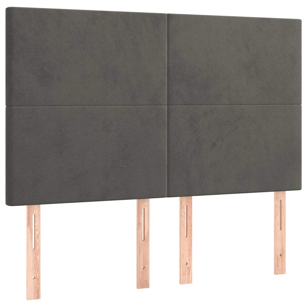 Sötétszürke bársony ágykeret matrac nélkül 140 x 190 cm 9