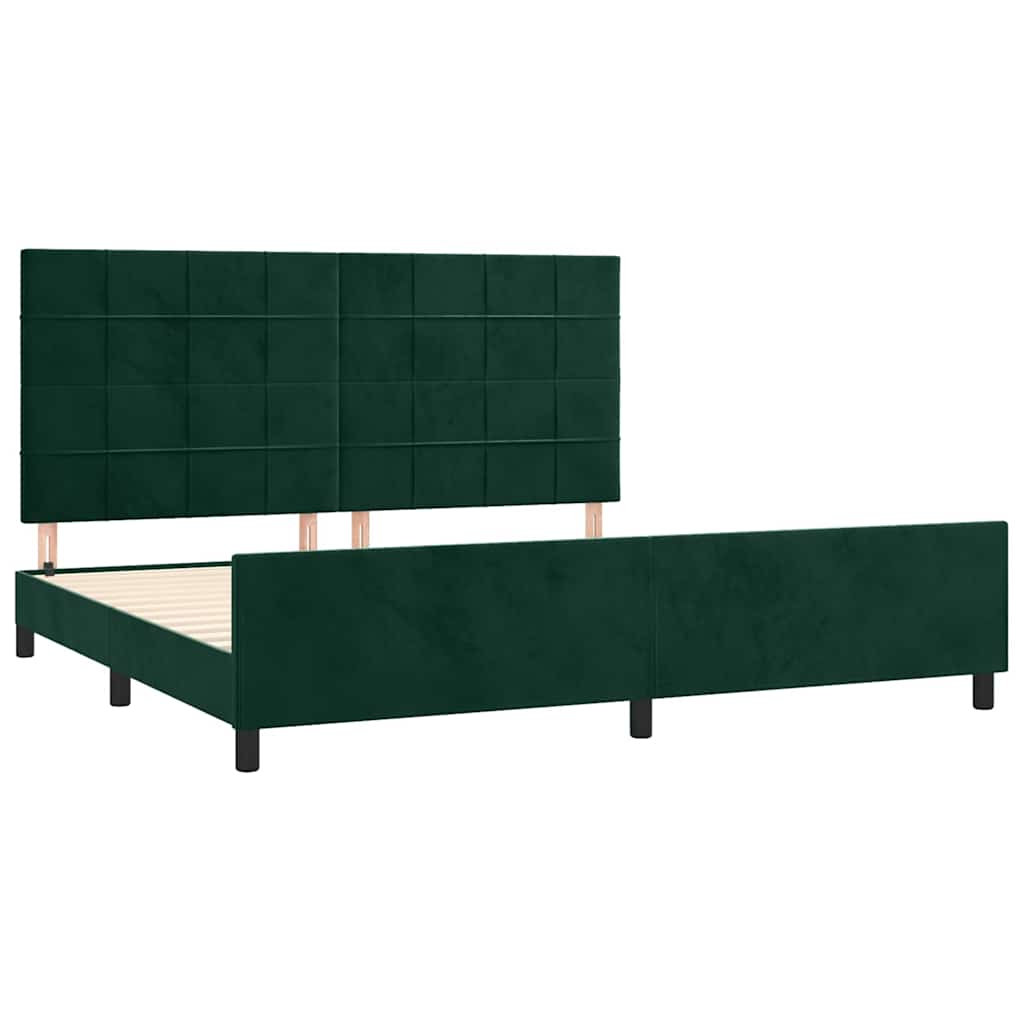 Sötétzöld bársony ágykeret matrac nélkül 200x200 cm 4