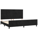 Fekete bársony ágykeret matrac nélkül 200 x 200 cm 4