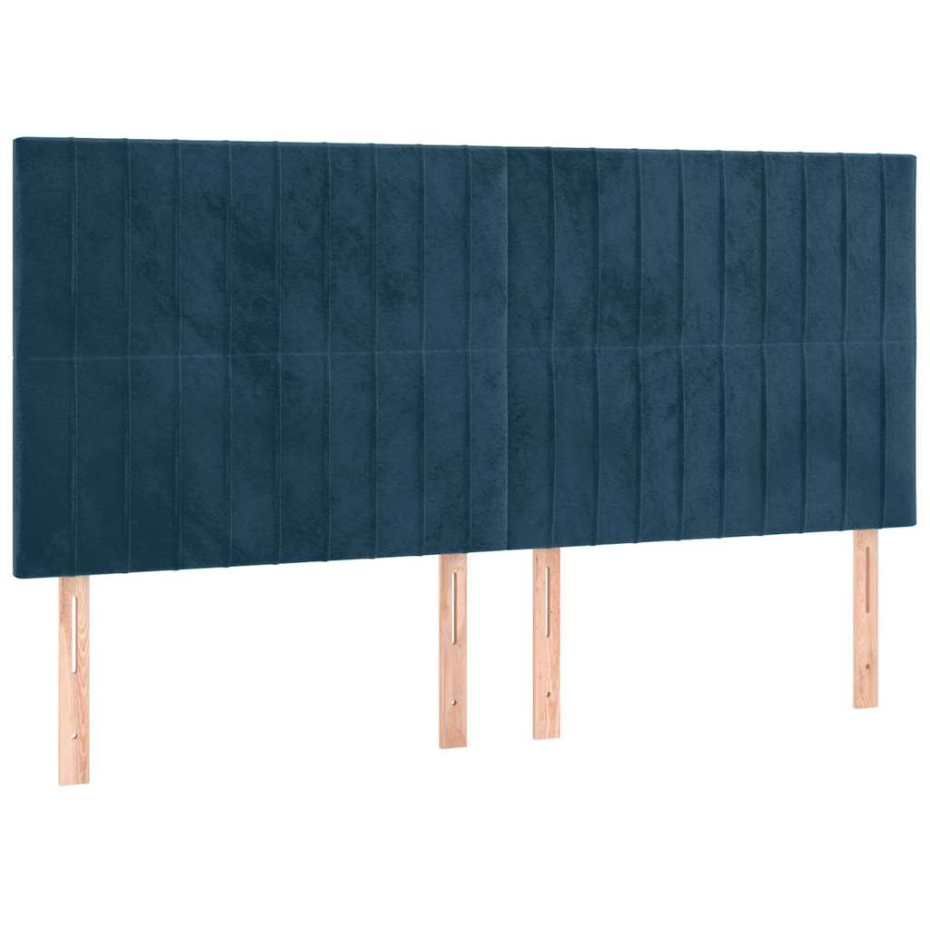 Sötétkék bársony ágykeret matrac nélkül 160x200 cm 8