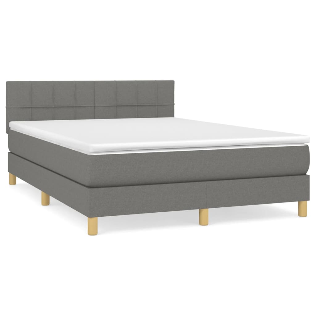 Sötétszürke szövet rugós ágy matraccal 140 x 190 cm 2