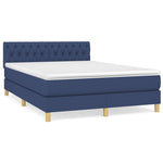 Kék szövet rugós ágy matraccal 140 x 190 cm 2