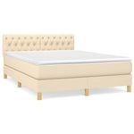 Krémszínű szövet rugós ágy matraccal 140 x 200 cm 2