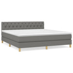 Sötétszürke szövet rugós ágy matraccal 160 x 200 cm 2