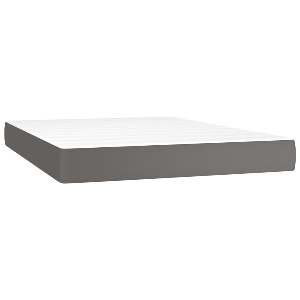 Szürke műbőr rugós ágy matraccal 140x190 cm 5
