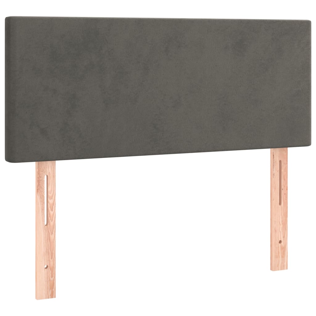Sötétszürke bársony rugós ágy matraccal 80 x 200 cm 6