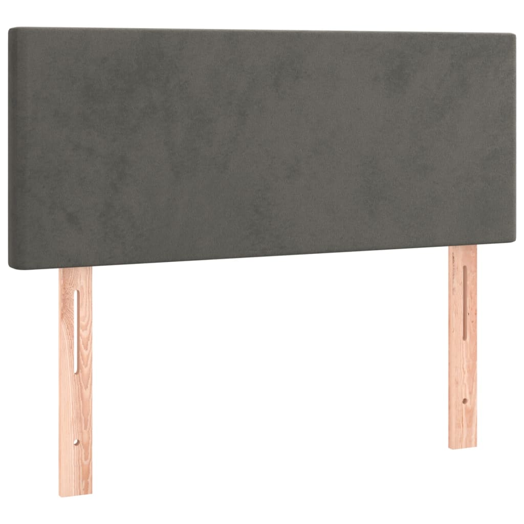Sötétszürke bársony rugós ágy matraccal 90x190 cm 6