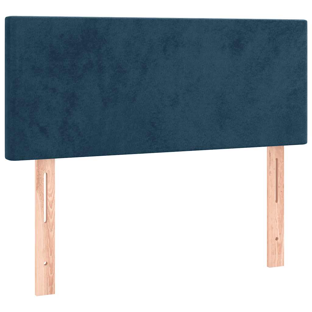 Sötétkék bársony rugós ágy matraccal 90 x 200 cm 6