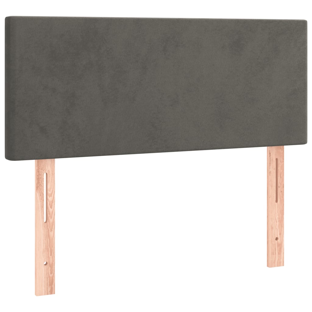 Sötétszürke bársony rugós ágy matraccal 100 x 200 cm 6