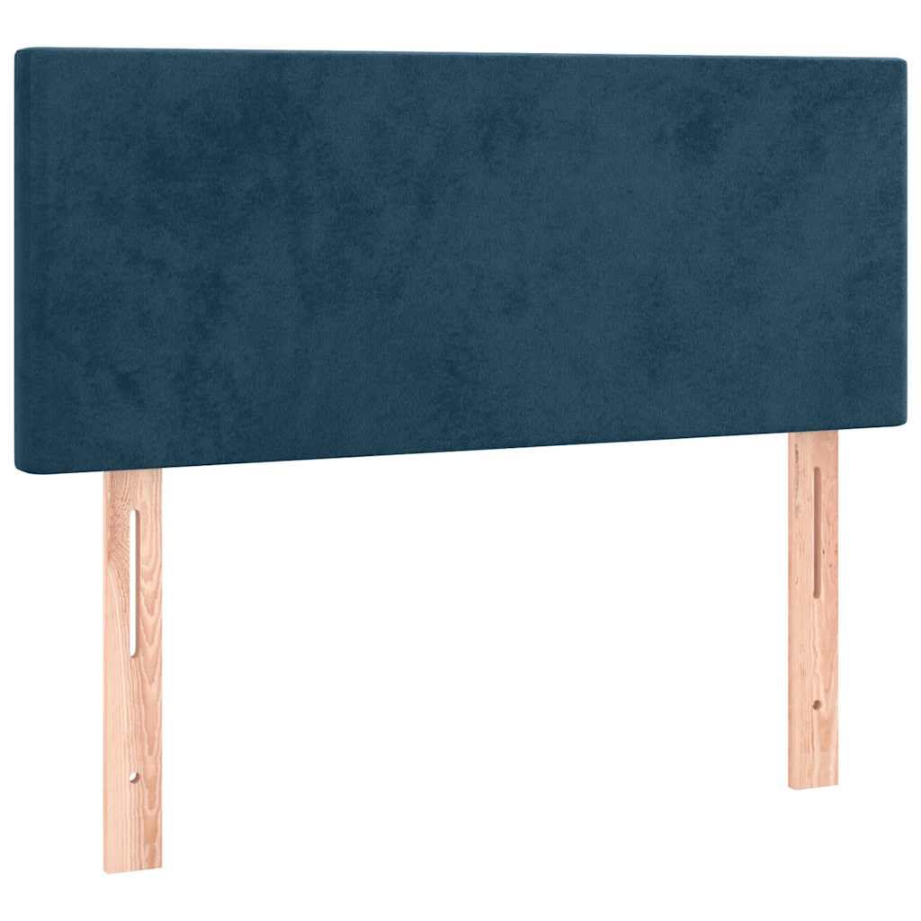 Sötétkék bársony rugós ágy matraccal 100 x 200 cm 6