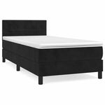 Fekete bársony rugós ágy matraccal 80 x 200 cm 2