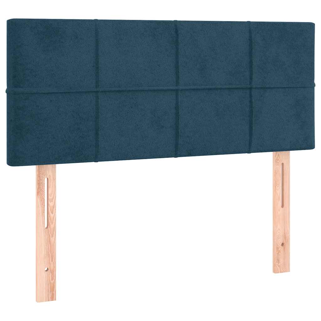 Sötétkék bársony rugós ágy matraccal 80 x 200 cm 6