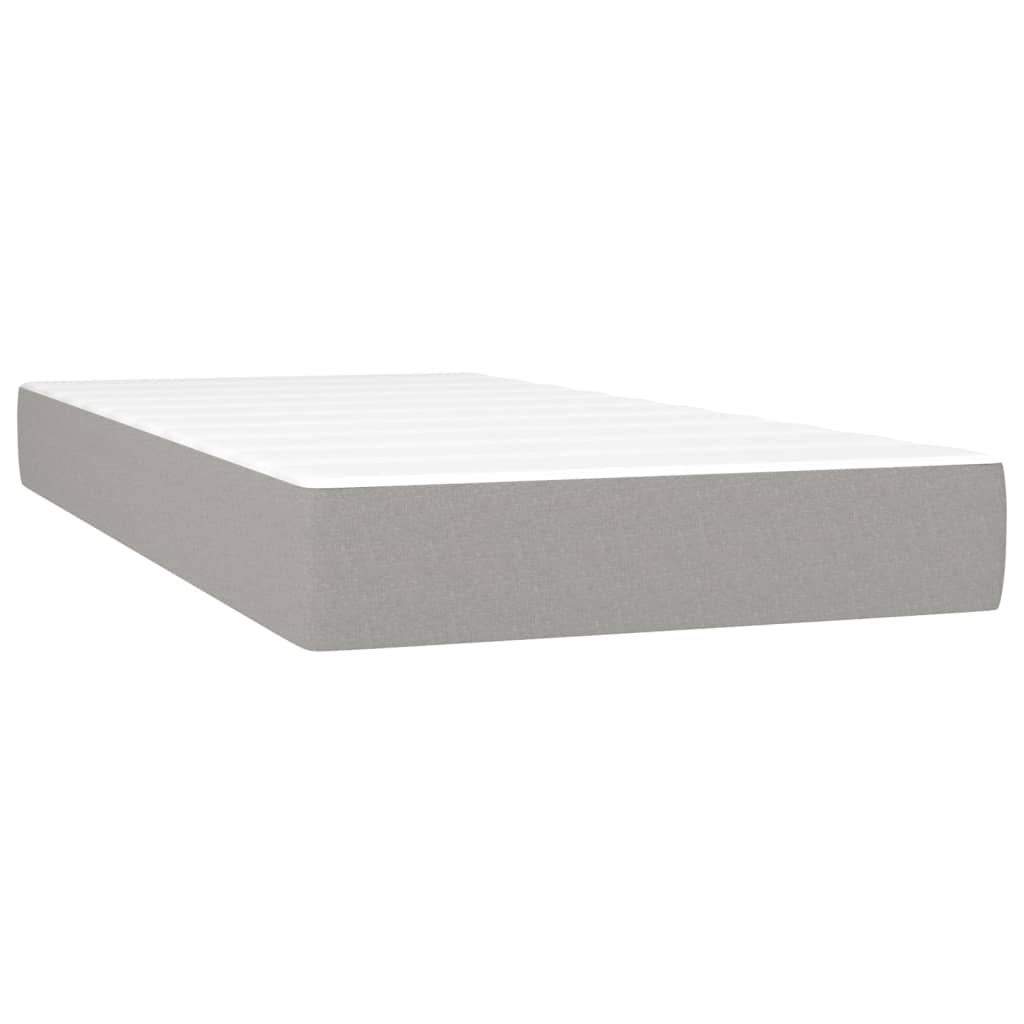 Világosszürke bársony rugós ágy matraccal 90x190 cm 5