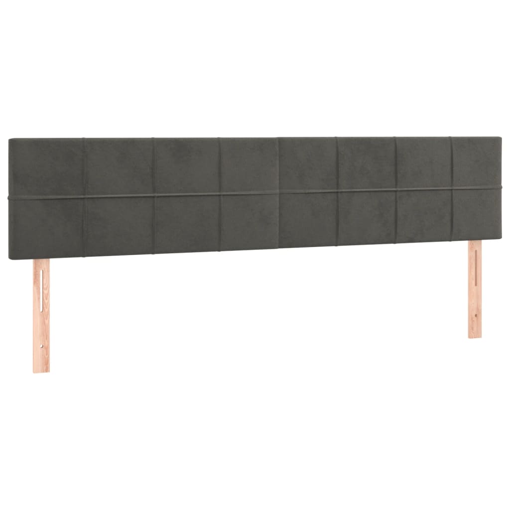 Sötétszürke bársony rugós ágy matraccal 200x200 cm 6