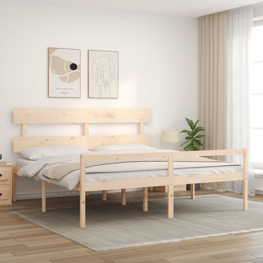 Tömör fa ágy időseknek fejtámlával 200x200 cm 3