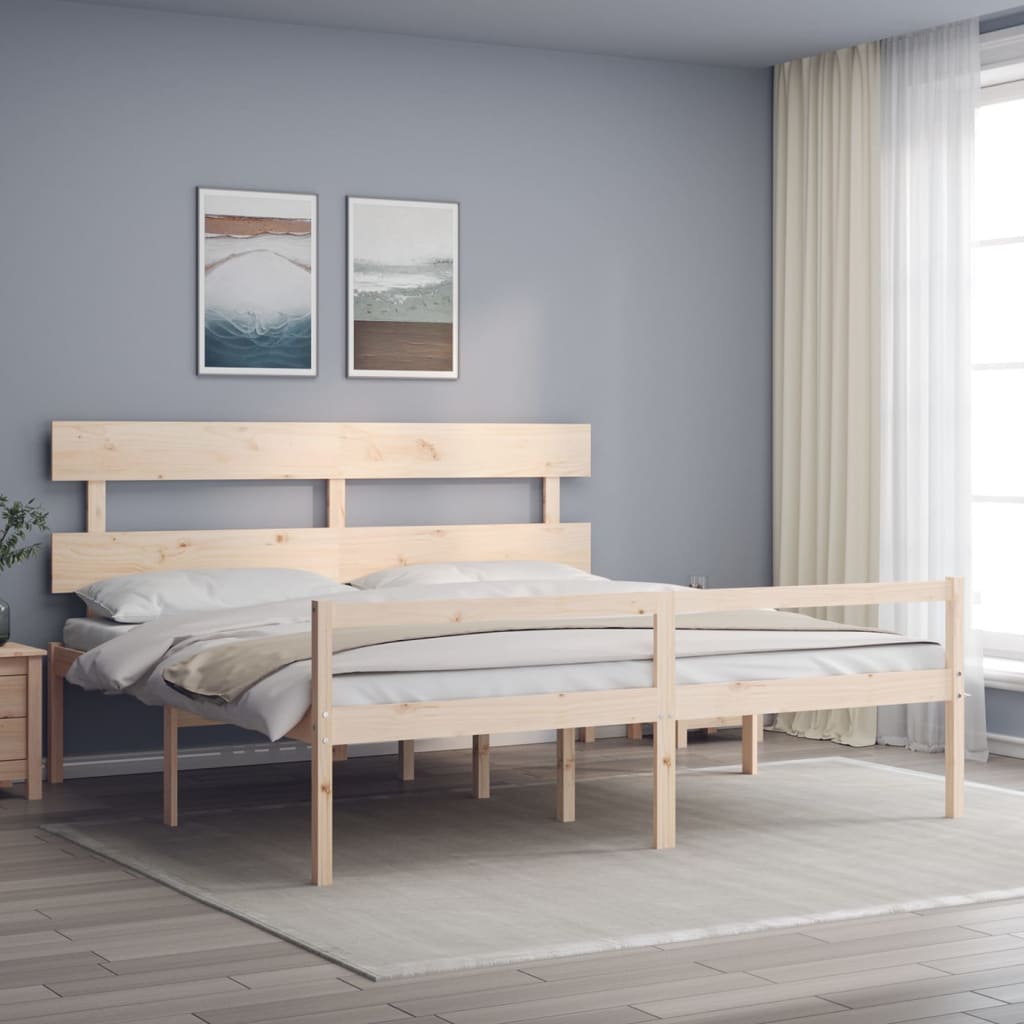 Tömör fa ágy időseknek fejtámlával 200x200 cm