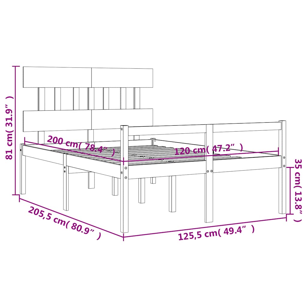 Fehér tömör fa ágy időseknek fejtámlával 120x200 cm 12