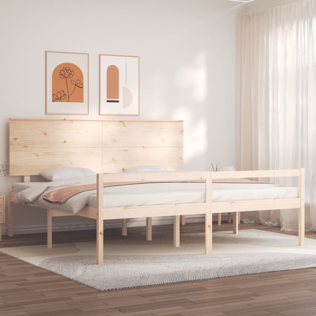 Tömör fa ágy időseknek fejtámlával 200x200 cm